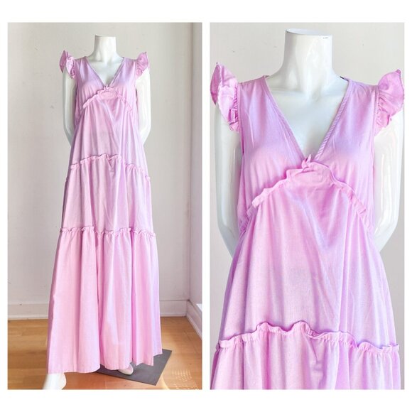 NWT Kendall And Kylie Lavender Tiered Sleveless Boho Maxi Dress 8/10 - Picture 1 of 7